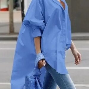 CLEARANCE NWT Oversized Blue Button Down Shirt